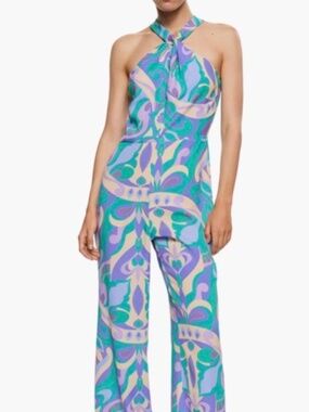 ⭐️ Mango Paisley Twisted Halter Neck Jumpsuit - size M